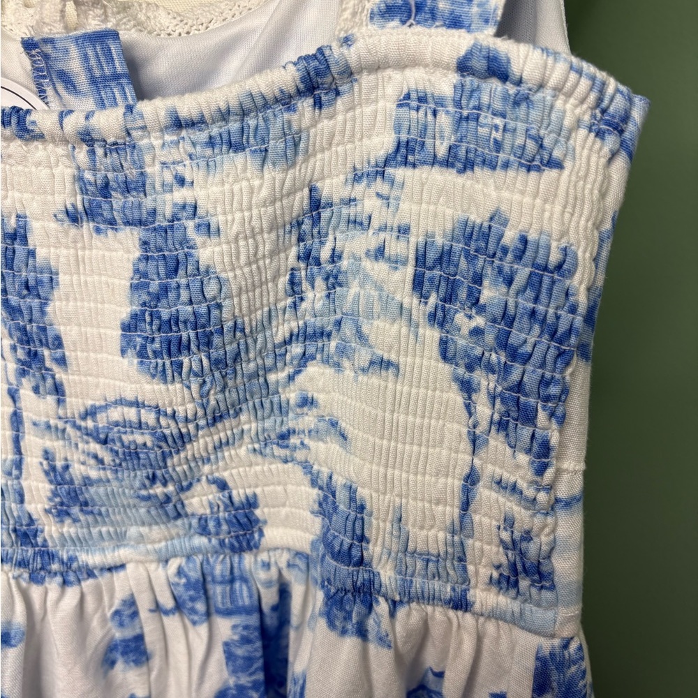 Blue and White Sleeveless Dress - Picture 4 of 8